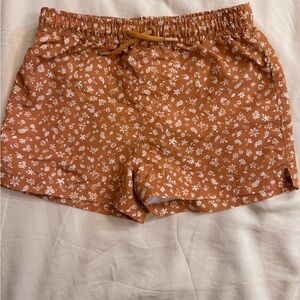 Zara Orange and White Floral swim Shorts
